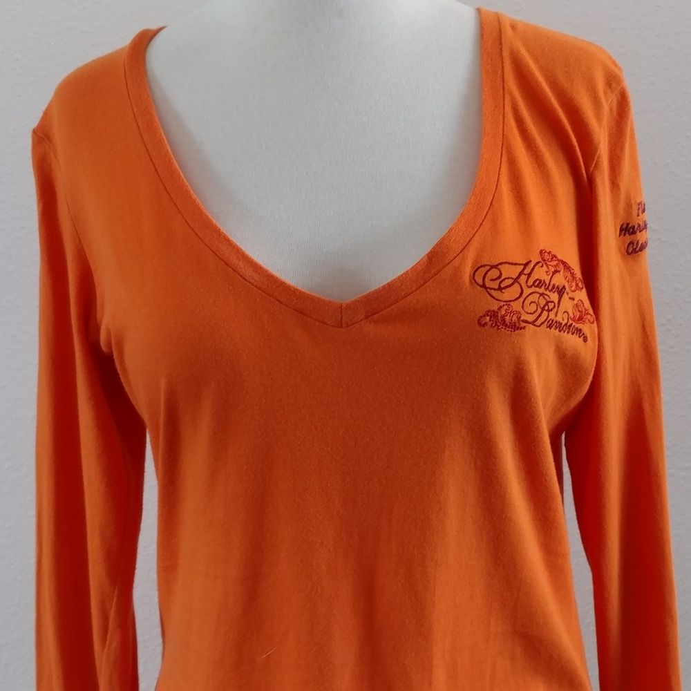 Harley-Davidson Cycles orange long sleeve top.  SZ M